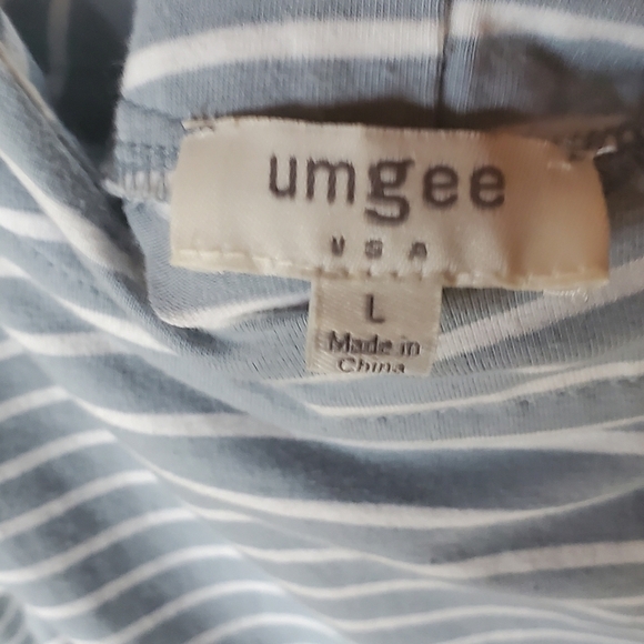 Umgee Long Sleeve Light Blue & White Striped Tie Closure Sz. L Dress or‎ Tunic - Picture 4 of 6